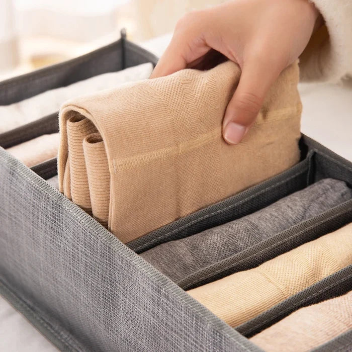 1pc Pants Storage Box, Jeans Divider Storage Box, Wardrobe 9 Grids Storage Basket