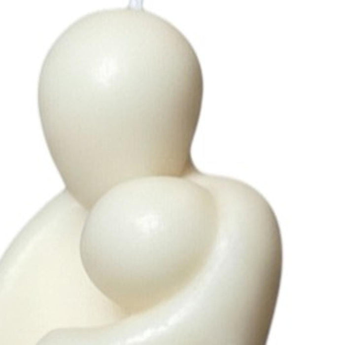 2" White Creamy Vanilla Scented Mother And Child Dimensional Candle