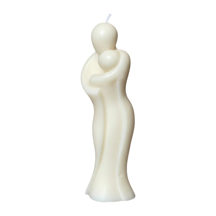2" White Rose Petals Scented Mother And Child Dimensional Candle