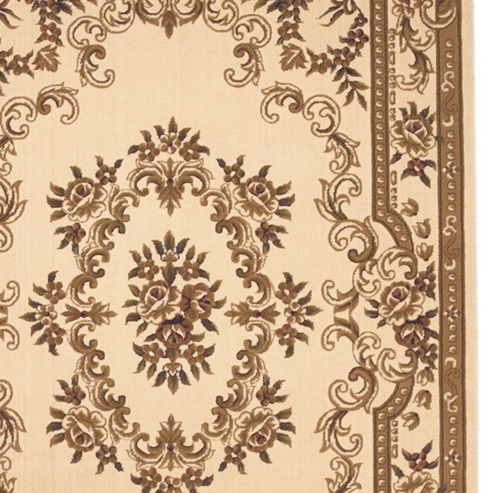 2' X 3' Beige And Brown Floral Medallion Area Rug