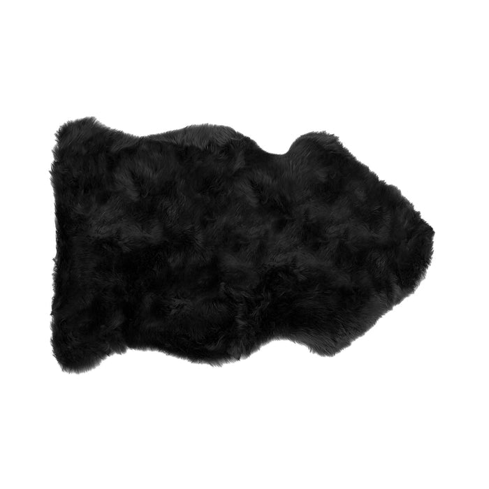 2' X 3' Black Shag Sheepskin Area Rug