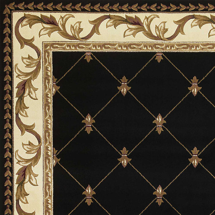 2' X 3' Brown Black And Ivory Floral Vines Area Rug