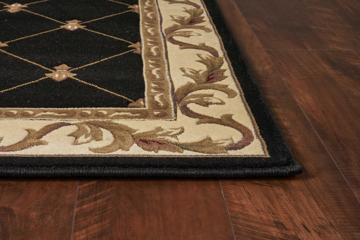 2' X 3' Brown Black And Ivory Floral Vines Area Rug