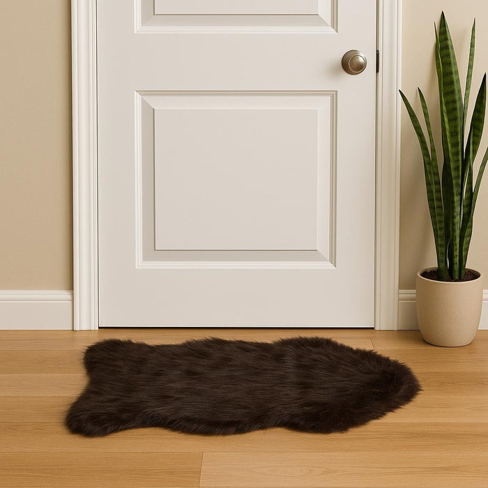 2' X 3' Chocolate Faux Sheepskin Shag Area Rug