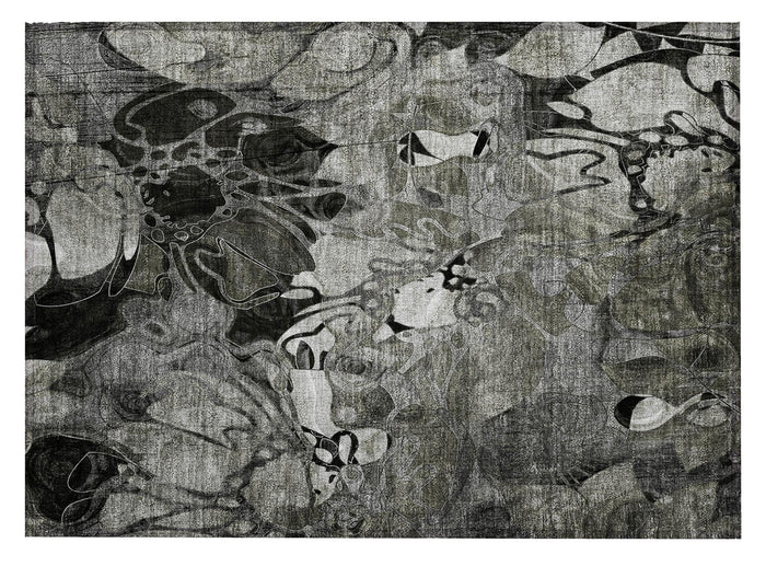 2' X 3' Gray Abstract Washable Indoor Outdoor Area Rug