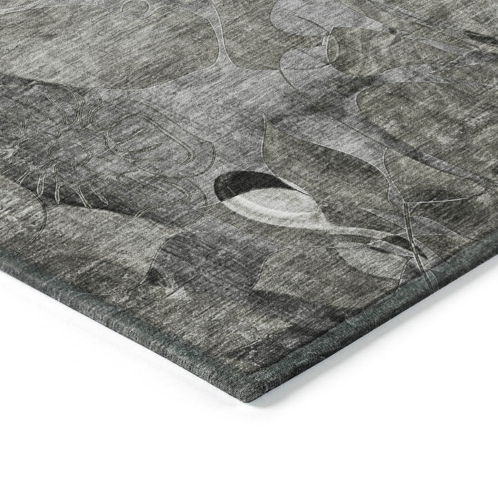 2' X 3' Gray Abstract Washable Indoor Outdoor Area Rug