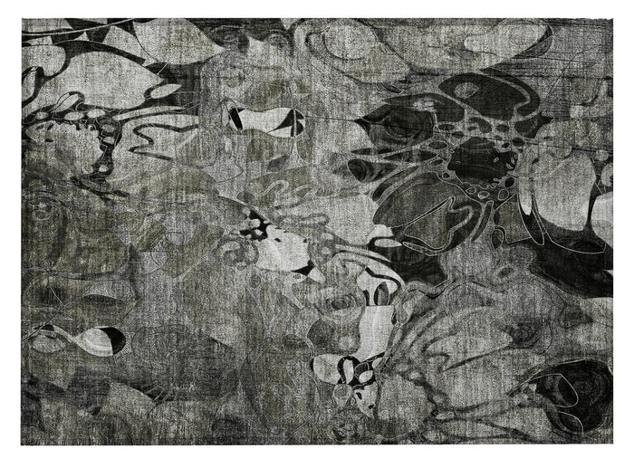2' X 3' Gray Abstract Washable Indoor Outdoor Area Rug