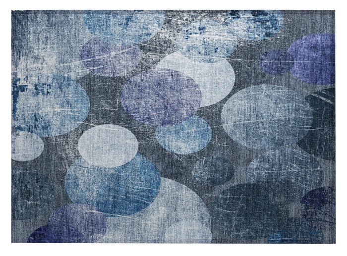 2' X 3' Gray and Blue Abstract Washable Non Skid Indoor Outdoor Area Rug