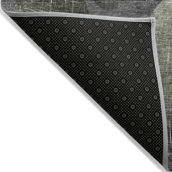 2' X 3' Green and Gray Abstract Washable Non Skid Indoor Outdoor Area Rug