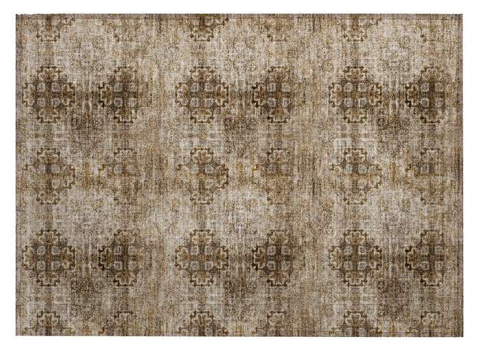 2' X 3' Taupe Floral Medallion Washable Non Skid Indoor Outdoor Area Rug