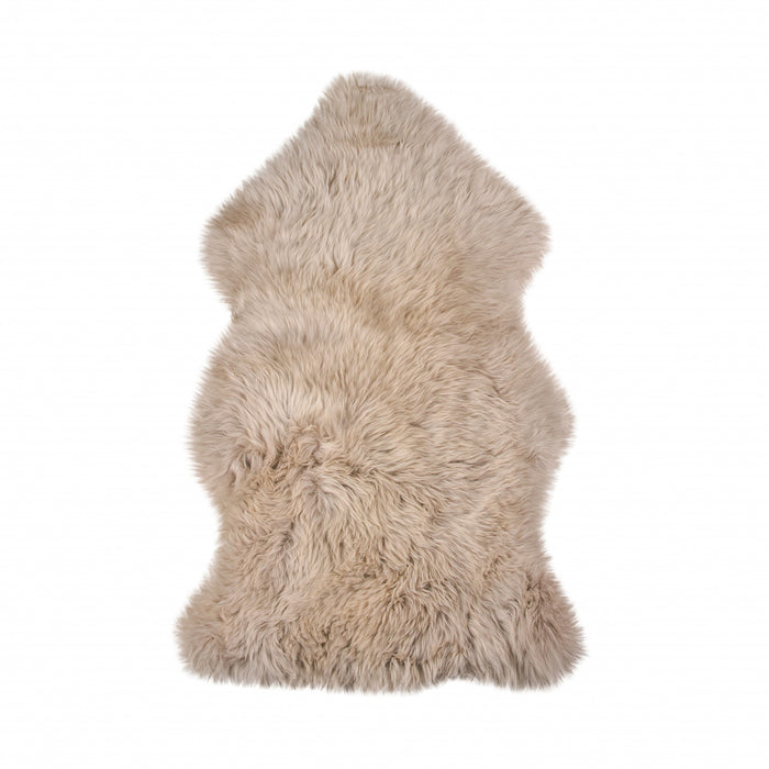 2' X 3' Taupe Genuine Sheepskin Animal Print Shag Area Rug