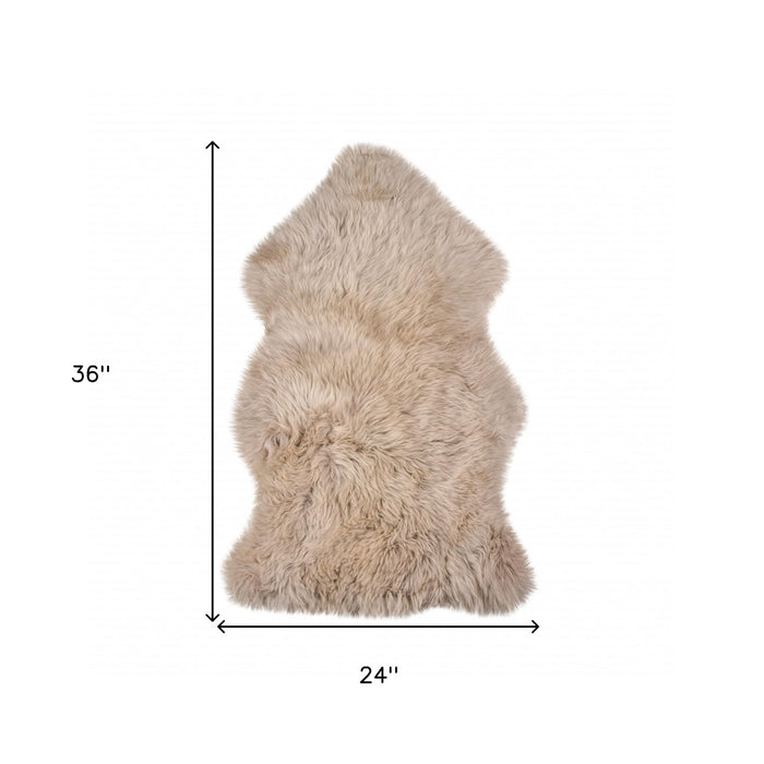 2' X 3' Taupe Genuine Sheepskin Animal Print Shag Area Rug