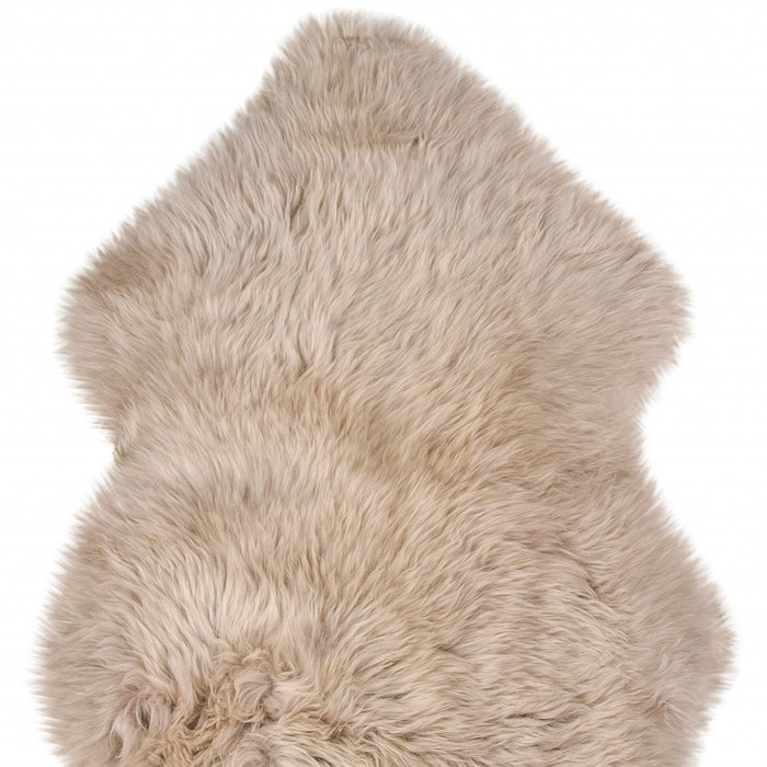 2' X 3' Taupe Genuine Sheepskin Animal Print Shag Area Rug