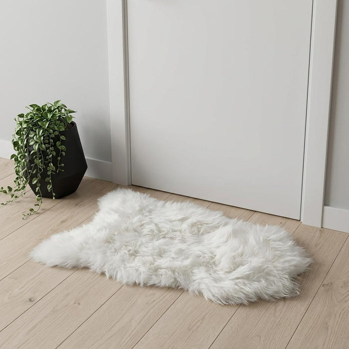 2' X 3' White Natural Wool Long-Haired Sheepskin Area Rug