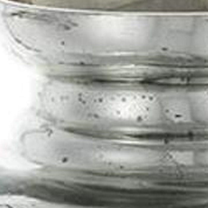 20" Antiqued Silver Etched Floral Glass Round Table Vase