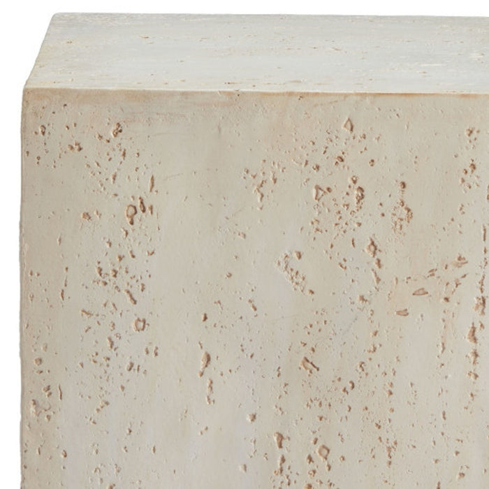20" Beige Faux Stone Square End Table