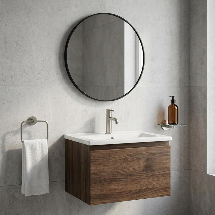 20" Black Aluminum Round Framed Bathroom Vanity Mirror