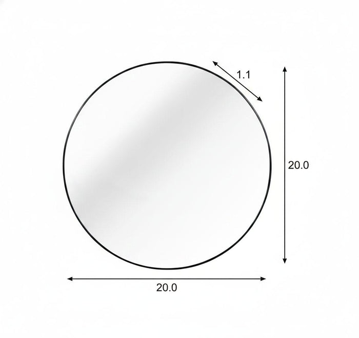 20" Black Aluminum Round Framed Bathroom Vanity Mirror