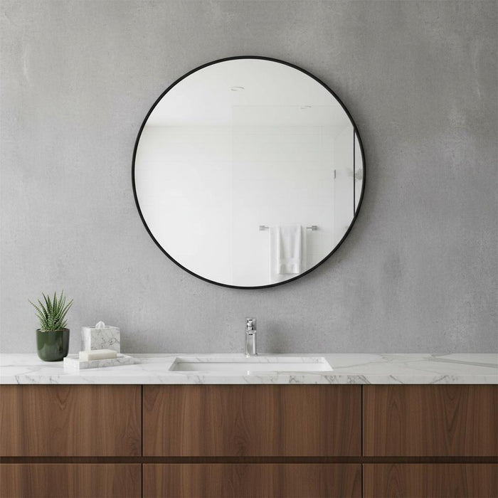 20" Black Metal Round Framed Bathroom Vanity Mirror