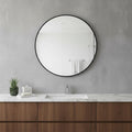 20" Black Metal Round Framed Bathroom Vanity Mirror
