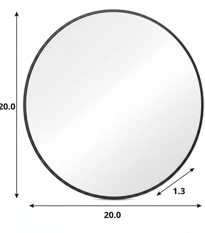 20" Black Metal Round Framed Bathroom Vanity Mirror