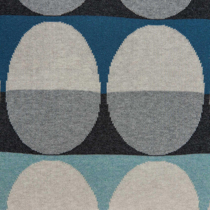 20" Blue Gray And Ivory Geometric Cotton Throw Pillow