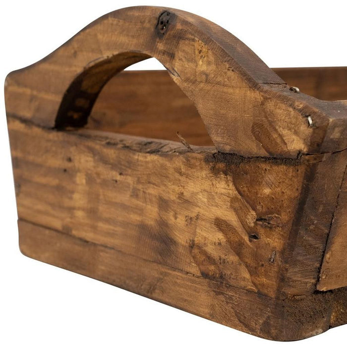 20" Brown Reclaimed Wood Handmade Serving Tray With Handles