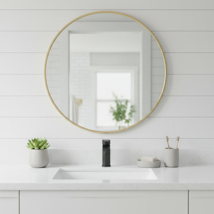 20" Gold Metal Round Framed Bathroom Vanity Mirror