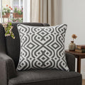 20" Gray And White Stencil Cotton Throw Pillow