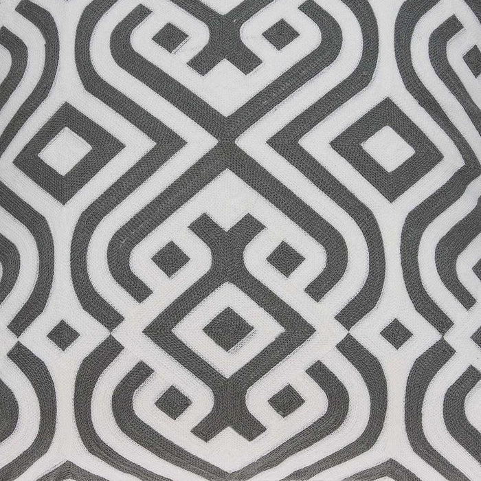 20" Gray And White Stencil Cotton Throw Pillow