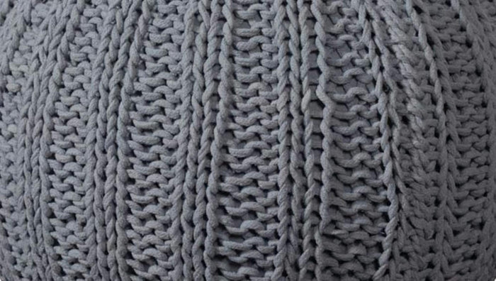 20" Gray Cotton Round Pouf Ottoman