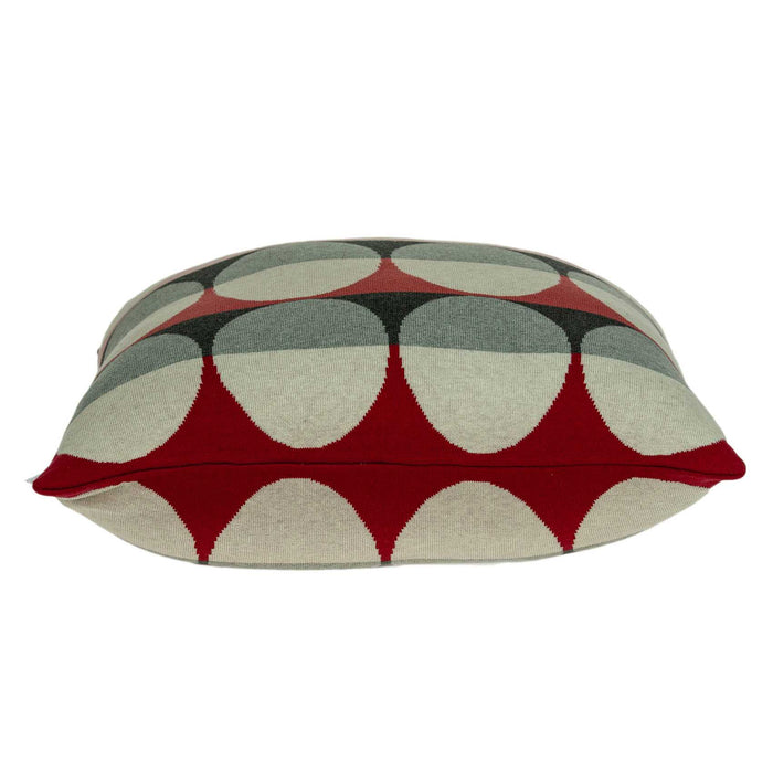 20" Gray Ivory And Red Geometric Cotton Throw Pillow