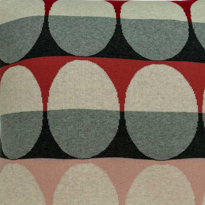 20" Gray Ivory And Red Geometric Cotton Throw Pillow