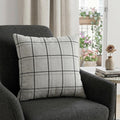 20" Gray Plaid Cotton Throw Pillow