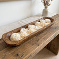 20" Ivory Wild Honeysuckle Scented Six Wick Candle In Brown Distressed Wood Oval Dough Bowl