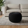 20" Slate Gray Velvet Tufted Round Pouf Ottoman