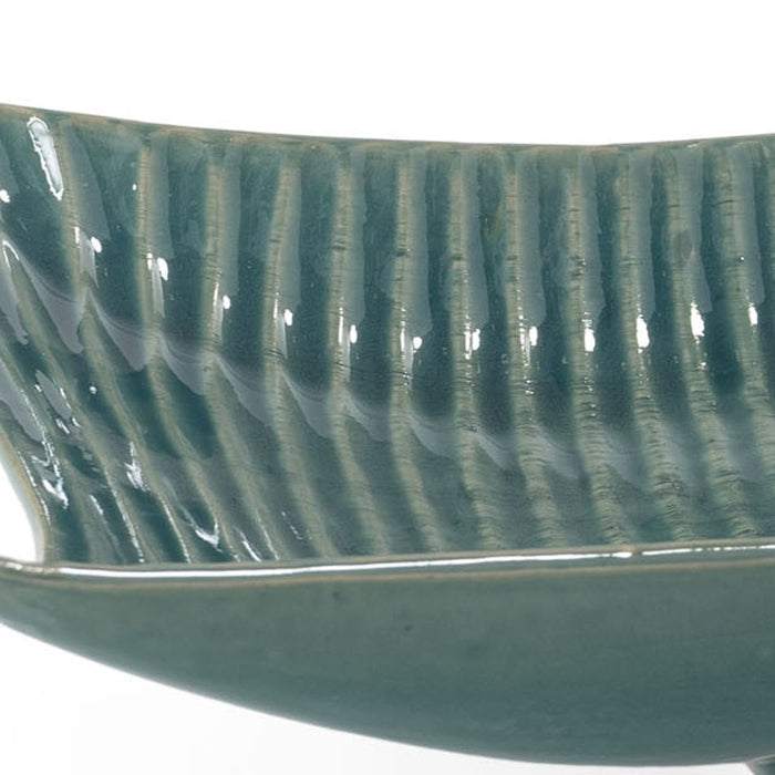 20" Teal Blue Ceramic Boat Vanity Tray