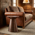 20" Textured Copper Distressed Iron Round Pedestal End Table