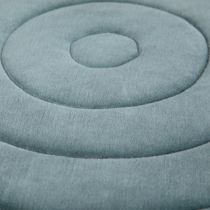 20" Turquoise Velvet Ribbed Round Pouf Ottoman