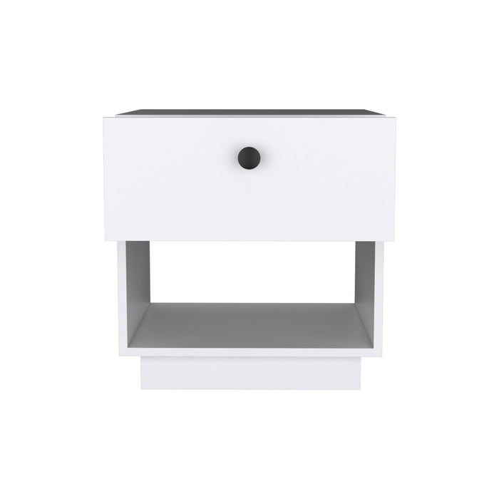20" White Wood One Drawer Nightstand