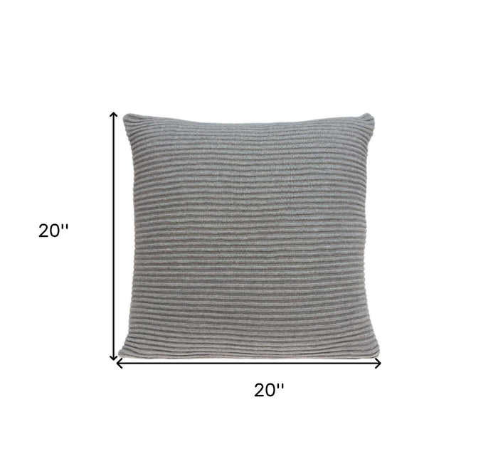20" X 7" X 20" Elegant Transitional Gray Pillow Cover With Poly Insert