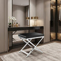 21" Black and Silver Faux Leather Vanity Chair