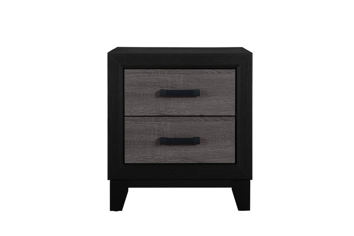 22" Black And Gray Wood Two Drawer Nightstand