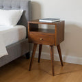 22" Chestnut Solid Wood Square One Drawer Nightstand