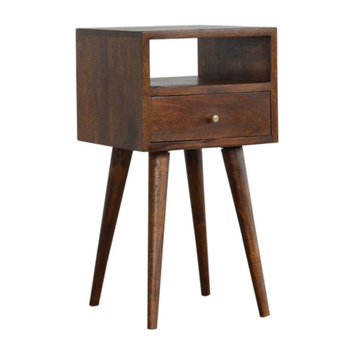 22" Chestnut Solid Wood Square One Drawer Nightstand