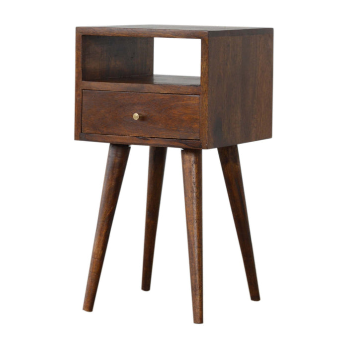 22" Chestnut Solid Wood Square One Drawer Nightstand