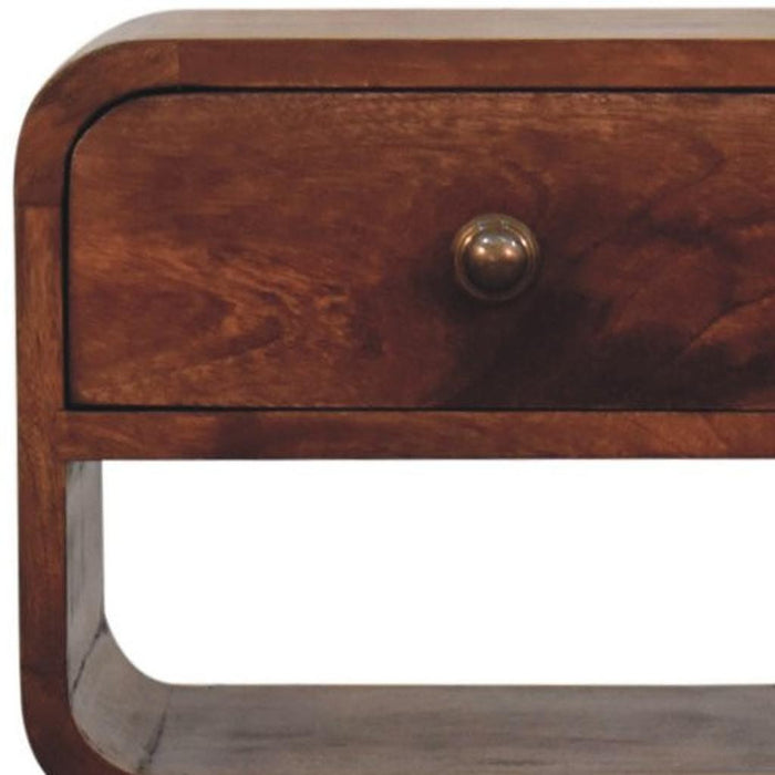 22" Dark Brown Solid Wood Square One Drawer Nightstand