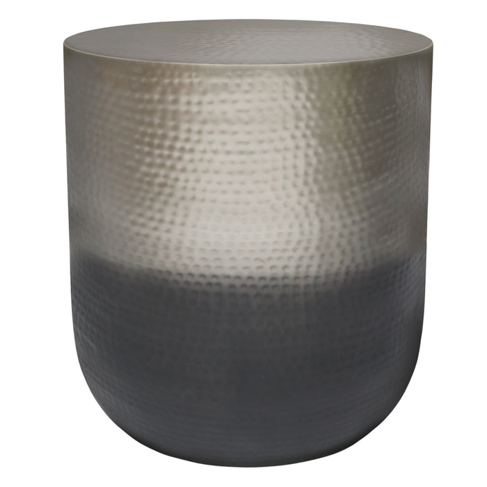 22" Glossy Silver Iron Round End Table