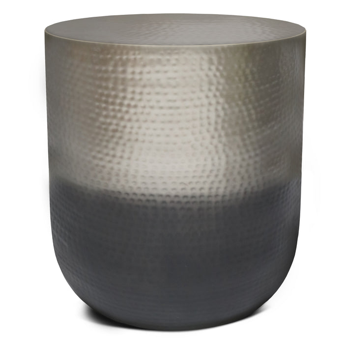 22" Glossy Silver Iron Round End Table