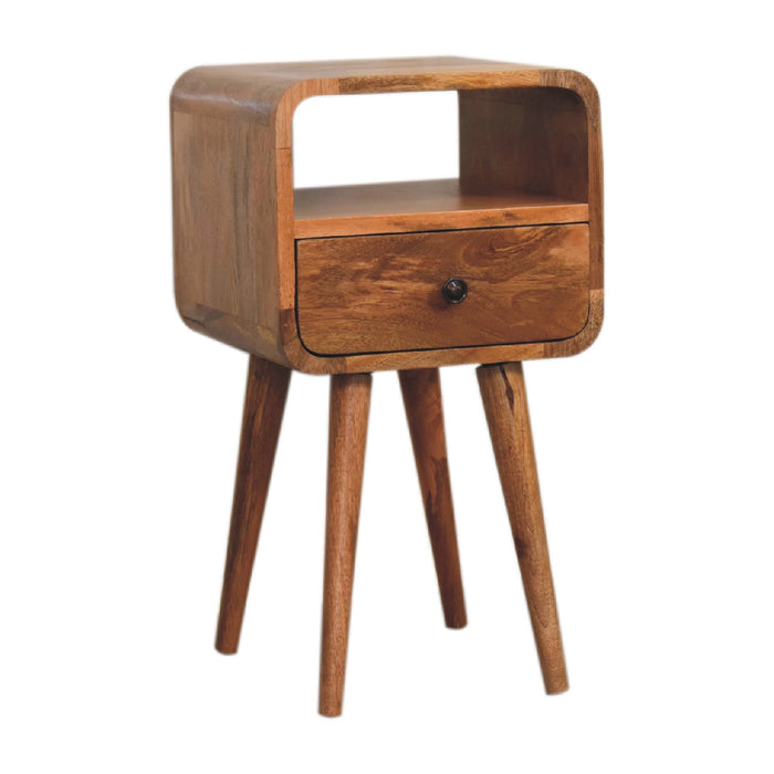 22" Oak Solid Wood Square One Drawer Nightstand